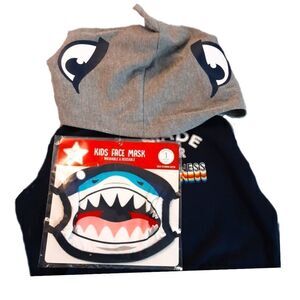 GARANIMALS Hoodie "Made For Greatness" Shark with Matching Mask sz 6